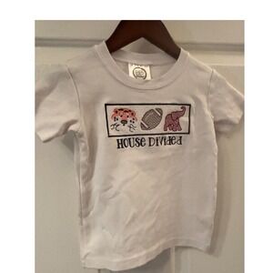 Blanks Boutique House Divided Toddler White Cotton Embroidered Football Tee 2T
